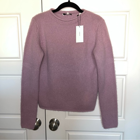 🎉NWT vince cashmere roll edge trim pullover in lilac stone - Picture 8 of 11